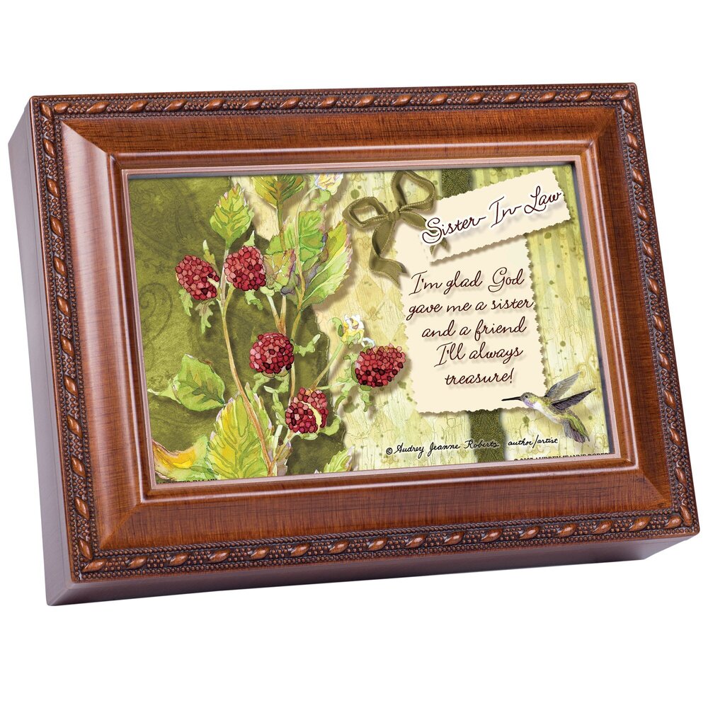 8843 Sister in Law Glad God Gave Me You Woodgrain Rope Trim Jewelry Music